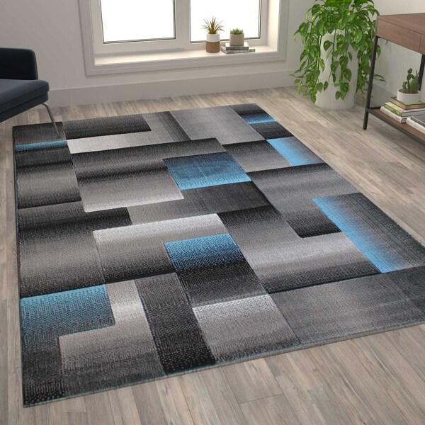 Flash Furniture Blue 6' x 9' Modern Color Blocked Area Rug - ACD-RGTRZ861-69-BL-GG
