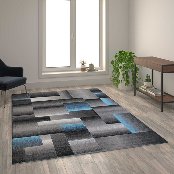 Flash Furniture Blue 6' x 9' Modern Color Blocked Area Rug - ACD-RGTRZ861-69-BL-GG