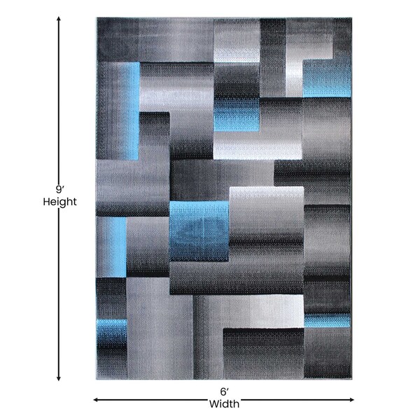 Flash Furniture Blue 6' x 9' Modern Color Blocked Area Rug - ACD-RGTRZ861-69-BL-GG