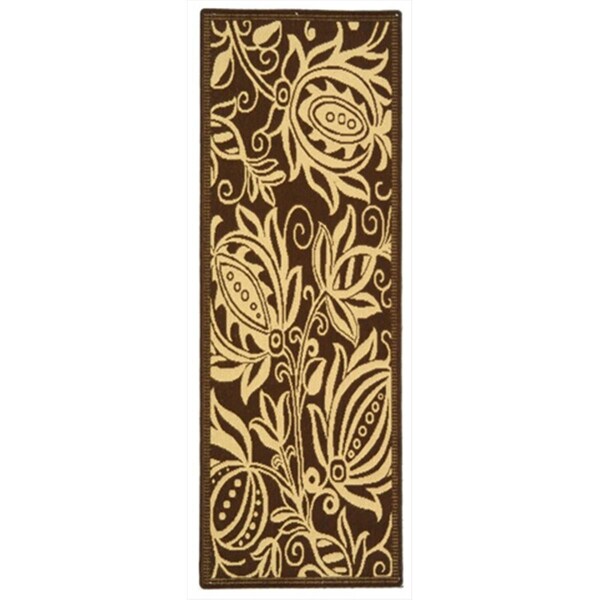 Safavieh 2 Ft. -4 In. X 6 Ft. -7 In. Runner Indoor-Outdoor Courtyard- Chocolate And Natural- Machine Made Rug - CY2961-3409-27