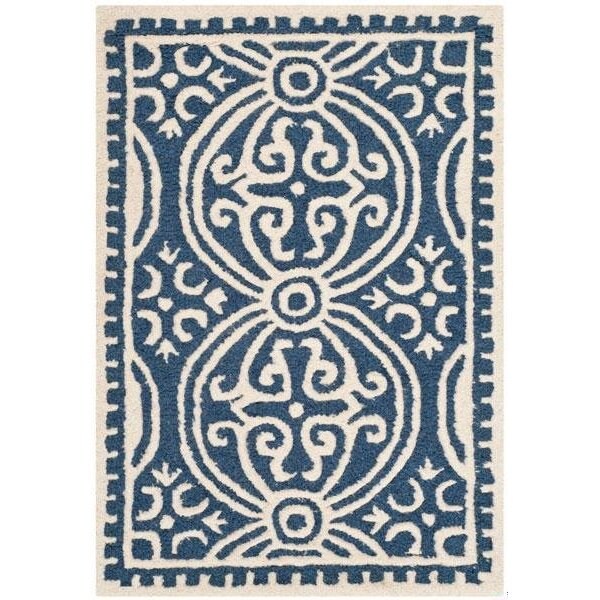 Safavieh 2 ft.-6 in. x 12 ft. Runner Transitional Cambridge- Navy Blue and Ivory Hand Tufted Rug - CAM123G-212