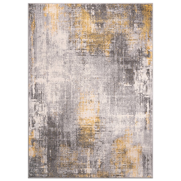 World Rug Gallery Dublin Contemporary Abstract Area Rug 5' X 7' Yellow - 4053YELLOW5X7