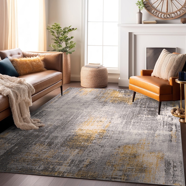 World Rug Gallery Dublin Contemporary Abstract Area Rug 5' X 7' Yellow - 4053YELLOW5X7