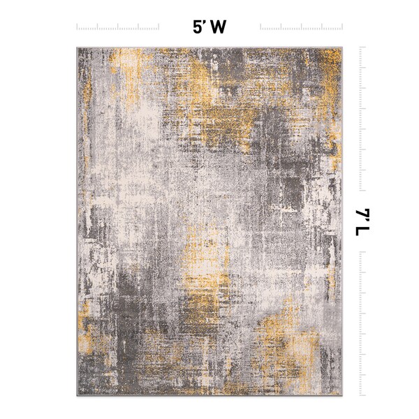World Rug Gallery Dublin Contemporary Abstract Area Rug 5' X 7' Yellow - 4053YELLOW5X7