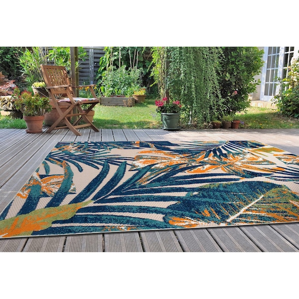 World Rug Gallery Tropical Leaves Indoor/Outdoor Area Rug 6' 6" x 9' Multi - 8012MULTI6X9