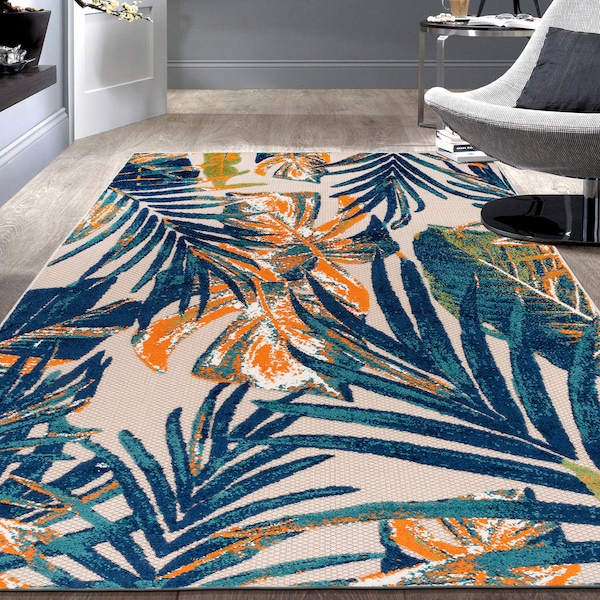 World Rug Gallery Tropical Leaves Indoor/Outdoor Area Rug 6' 6" x 9' Multi - 8012MULTI6X9