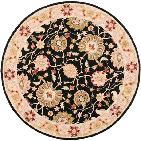 Safavieh Chelsea 5.5 ft. x 5.5 ft. Hand Hooked Round Rug - Black-Beige - HK501A-5R