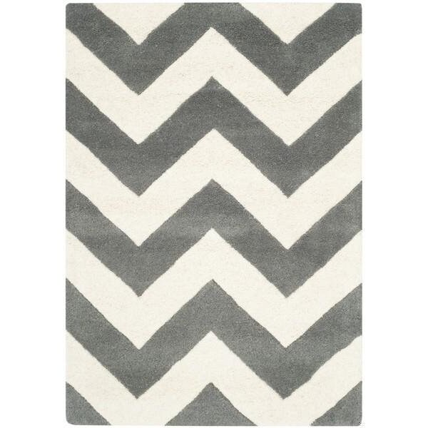 Safavieh Chatham Hand Tufted Rectangle Rug- Dark Grey - Ivory- 2 ft. 3 in. x 15 ft. - CHT715D-215