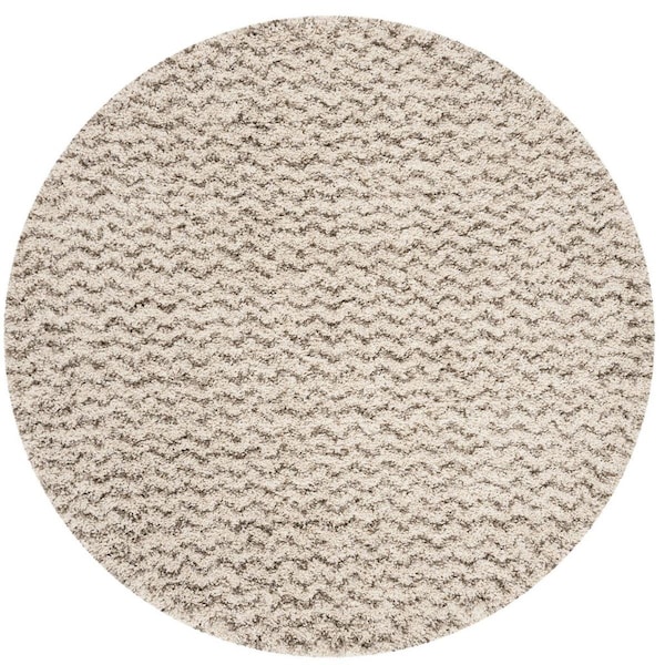 Safavieh Hudson Shag 300 Power Loomed Round Area RugIvory & Grey 7 x 7 ft. - SGH330A-7R