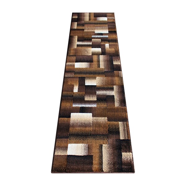 Flash Furniture Chocolate 2' x 7' Modern Color Blocked Area Rug - ACD-RGTRZ861-27-CO-GG