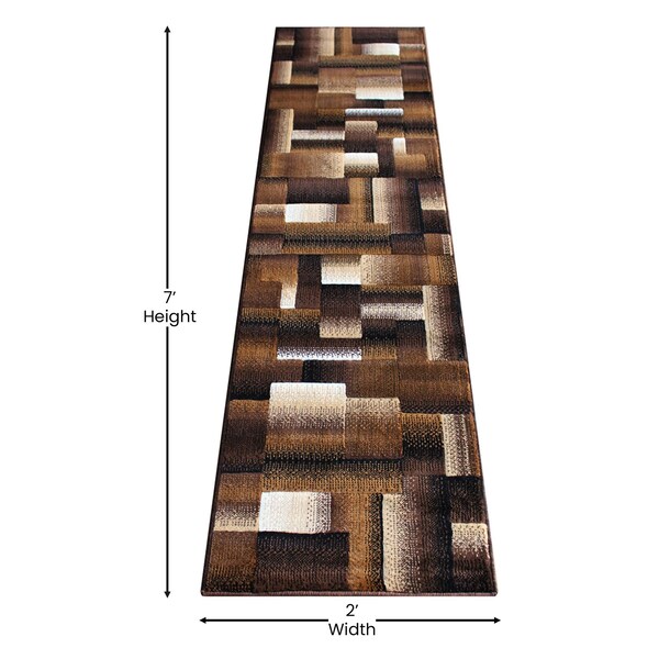 Flash Furniture Chocolate 2' x 7' Modern Color Blocked Area Rug - ACD-RGTRZ861-27-CO-GG