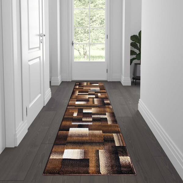 Flash Furniture Chocolate 2' x 7' Modern Color Blocked Area Rug - ACD-RGTRZ861-27-CO-GG