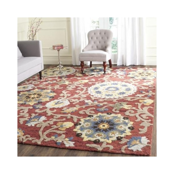 Safavieh Blossom Hand Tufted Runner Rug, Red and Multicolor - 2 ft.-3 in. x 8 ft. - BLM401C-28