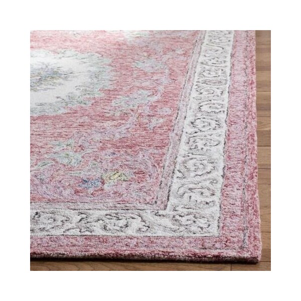Safavieh Aubusson Traditional Round Hand Tufted RugsRed & Ivory 6 x 6 ft. - AUB105Q-6R