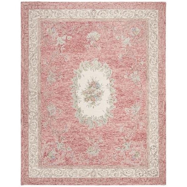 Safavieh Aubusson Traditional Round Hand Tufted RugsRed & Ivory 6 x 6 ft. - AUB105Q-6R