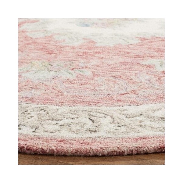 Safavieh Aubusson Traditional Round Hand Tufted RugsRed & Ivory 6 x 6 ft. - AUB105Q-6R