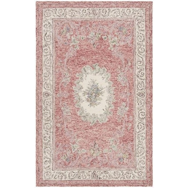 Safavieh Aubusson Traditional Round Hand Tufted RugsRed & Ivory 6 x 6 ft. - AUB105Q-6R