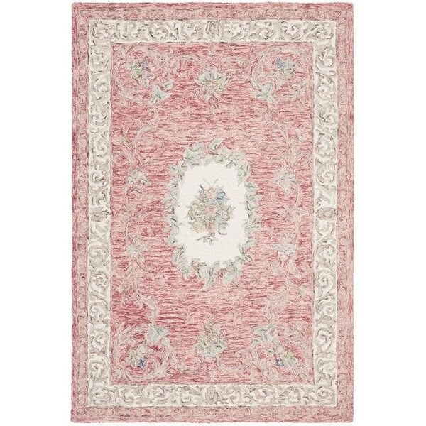 Safavieh Aubusson Traditional Round Hand Tufted RugsRed & Ivory 6 x 6 ft. - AUB105Q-6R