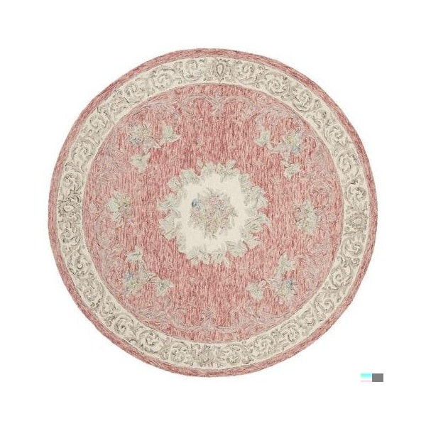 Safavieh Aubusson Traditional Round Hand Tufted RugsRed & Ivory 6 x 6 ft. - AUB105Q-6R