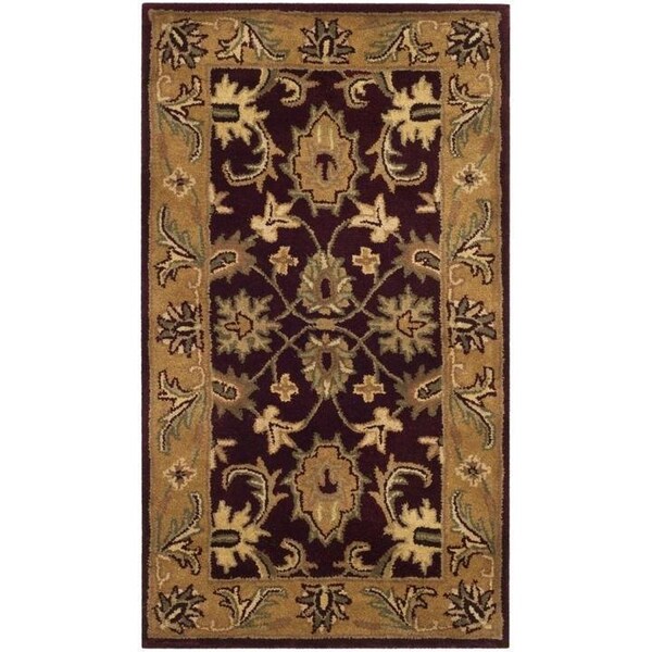 Safavieh 2 Ft. x 3 Ft. Accent- Traditional Classic Burgundy And Gold Hand Tufted Rug - CL244A-2