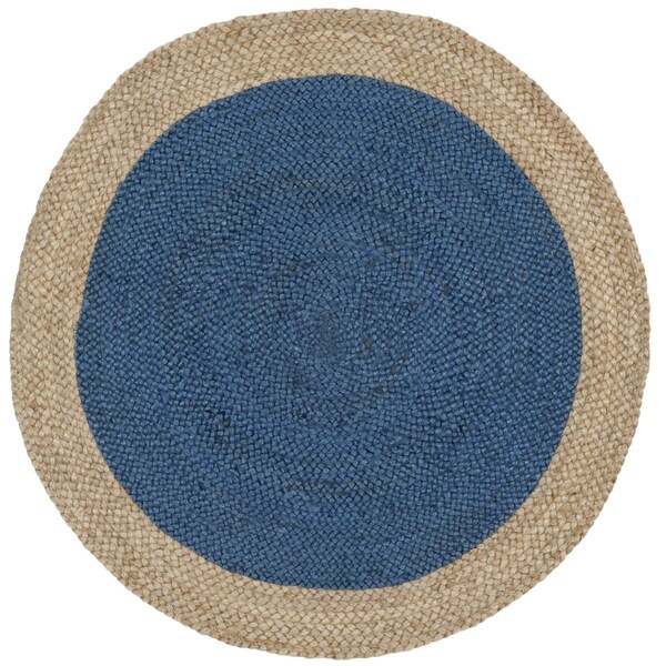 Safavieh 3 x 3 ft. Natural Fiber Hand Woven Round Area RugRoyal Blue & Natural - NF801D-3R