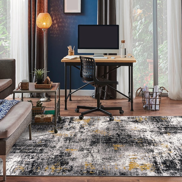 World Rug Gallery Adare Contemporary Abstract Area Rug 5' x 7' Yellow - 977YELLOW5X7