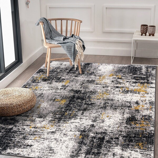 World Rug Gallery Adare Contemporary Abstract Area Rug 5' x 7' Yellow - 977YELLOW5X7