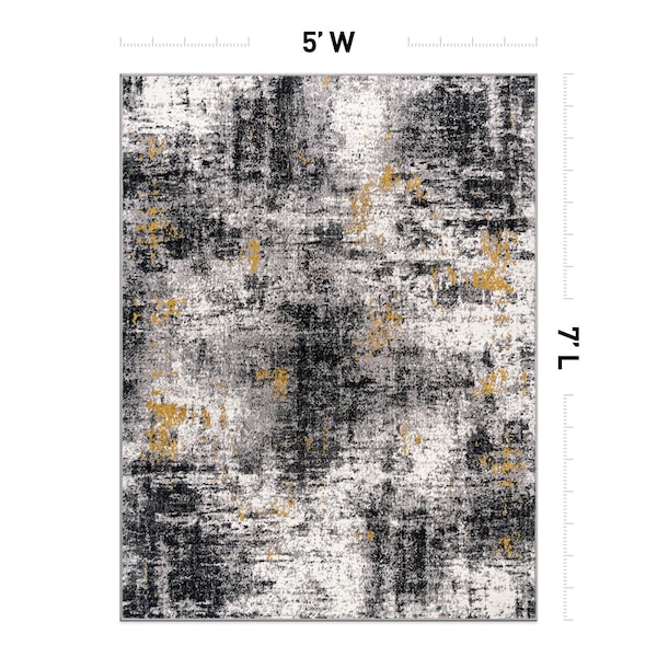 World Rug Gallery Adare Contemporary Abstract Area Rug 5' x 7' Yellow - 977YELLOW5X7