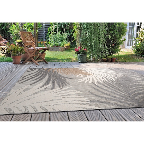 World Rug Gallery Amalfi Contemporary Tropical Floral Indoor/Outdoor Area Rug 5' x 7' Gray - 8013GRAY5X7