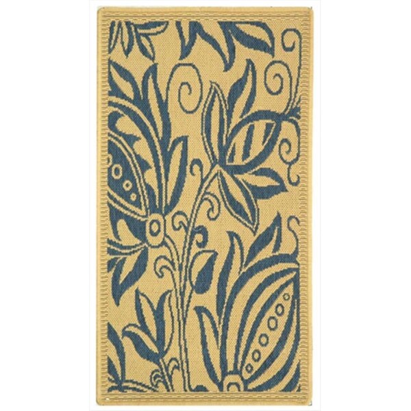 Safavieh 2 Ft. -7 In. X 5 Ft. Small Rectangle Indoor-Outdoor Courtyard- Natural And Blue- Machine Made Rug - CY2961-3101-3
