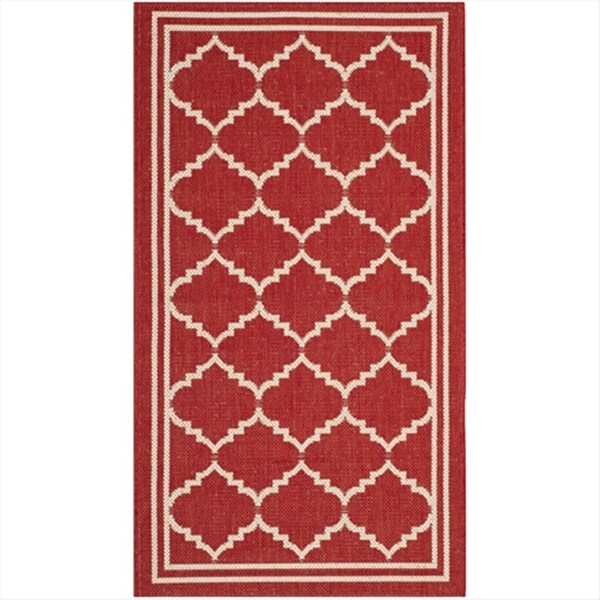 Safavieh 2 Ft. X 3 Ft. -7 In. Rectangle Indoor-Outdoor Courtyard- Red And Beige- Machine Made Rug - CY6889-248-2