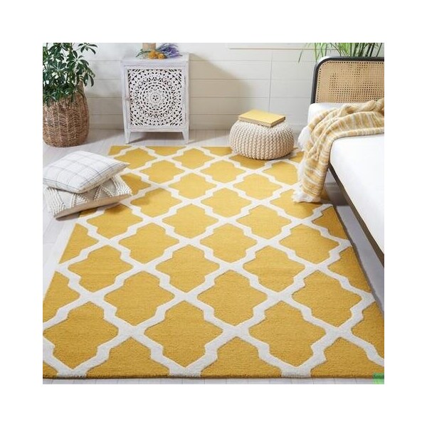 Safavieh Cambridge Hand Tufted Runner Rug- Gold - Ivory- 2 ft. 6 in. x 12 ft. - CAM121Q-212