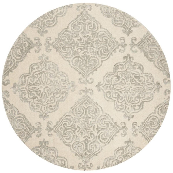 Safavieh Glamour Hand Tufted Round RugIvory & Silver 6 x 6 ft. - GLM568C-6R