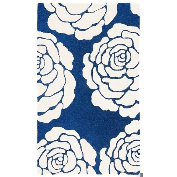 Safavieh Cambridge Hand Tufted Rectangle RugNavy & Ivory 5 x 8 ft. - CAM782M-5