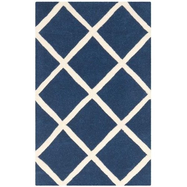 Safavieh Chatham Hand Tufted Small Rectangle Rug- Dark Blue - Ivory- 4 x 6 ft. - CHT720C-4