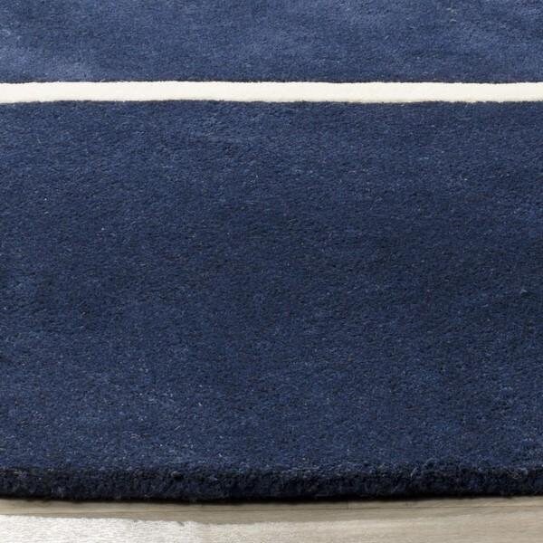 Safavieh Chatham Hand Tufted Small Rectangle Rug- Dark Blue - Ivory- 4 x 6 ft. - CHT720C-4