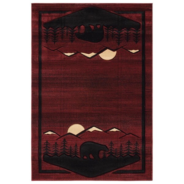 Manmade Cottage Treetops Burgundy Area Rectangle Rug, 5 ft. 3 in. x 7 ft. 6 in. - MA2625681