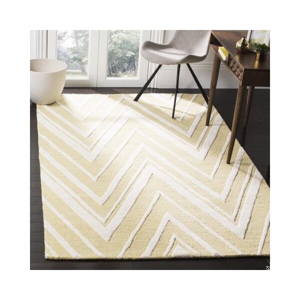 Safavieh 3 x 5 ft. Cambridge Hand Tufted Small Rectangle Area RugLight Gold & Ivory - CAM711L-3