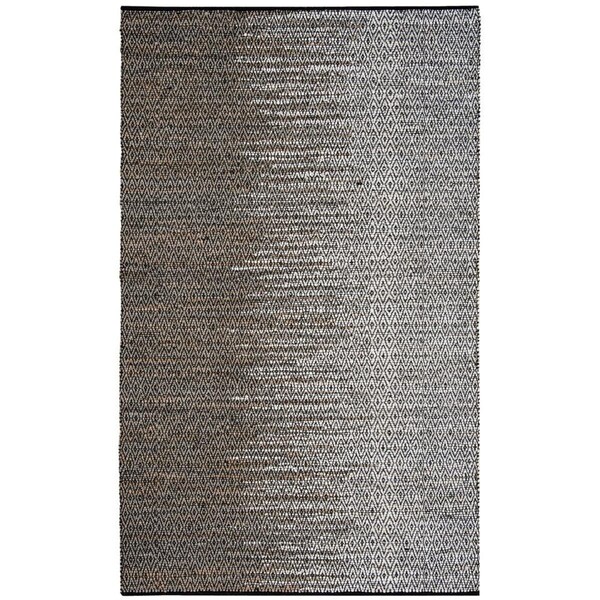 Flowers First 6 x 9 ft. Vintage Leather Hand Woven Rug, Light Grey & Grey - Medium Rectangle - FL1862607