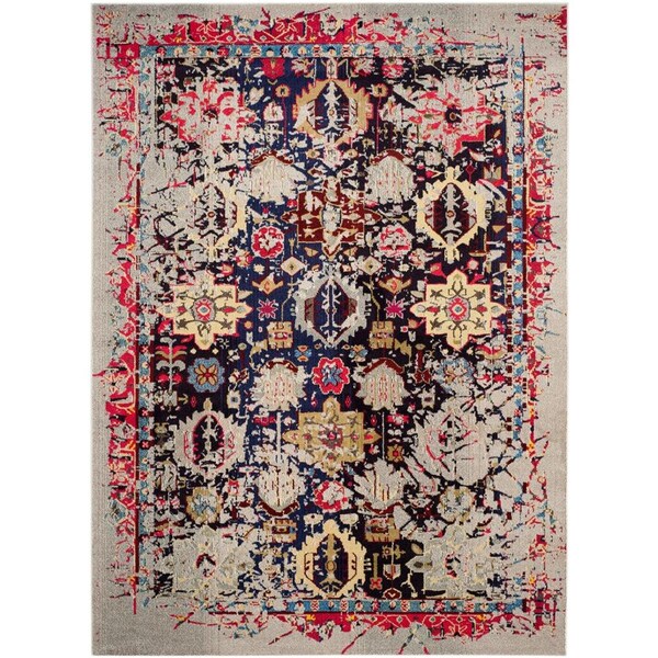 Flowers First 8 x 10 ft. Monaco Power Loomed Area Rug, Grey & Multi Color - Large Rectangle - FL1860236