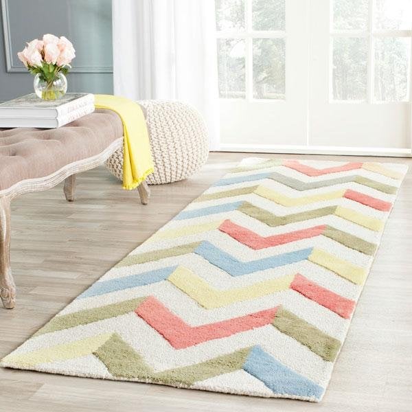 Safavieh Cambridge Hand Tufted Runner Rug- IVORY - MULTI- 2 ft. 6 in. x 4 ft. - CAM580D-24