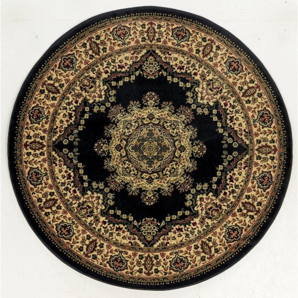 Radici Usa 1191-2255-BLACK 5 ft.3 Round Castello Area Rug - Black - 1191/2255/BLACK