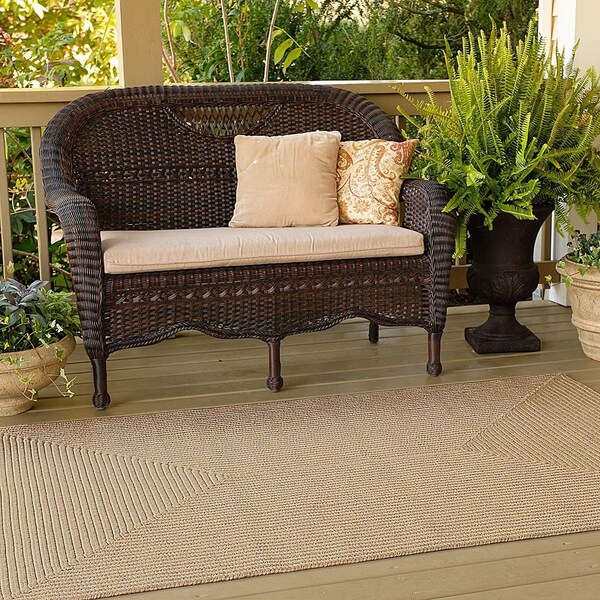 Homespice Decor 27 x 45 in. Biscuit Ultra Durable Oval Braided Rug - Brown - 300676