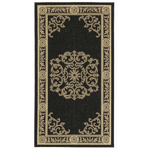 Safavieh 4 Ft. X 5 Ft. -7 In. Small Rectangle Indoor-Outdoor Courtyard- Black And Sand- Machine Made Rug - CY2914-3908-4