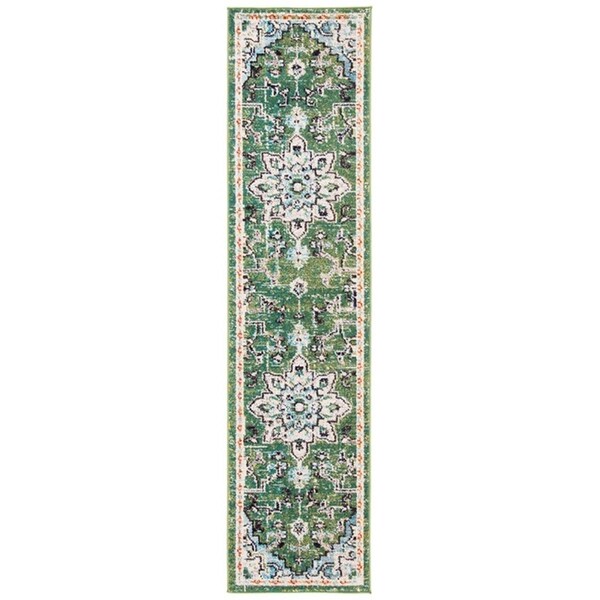 Safavieh 2 ft. 2 in. x 4 ft. Madison 400 Traditional Runner Power Loomed Rug - Green & Turquoise - MAD473Y-24