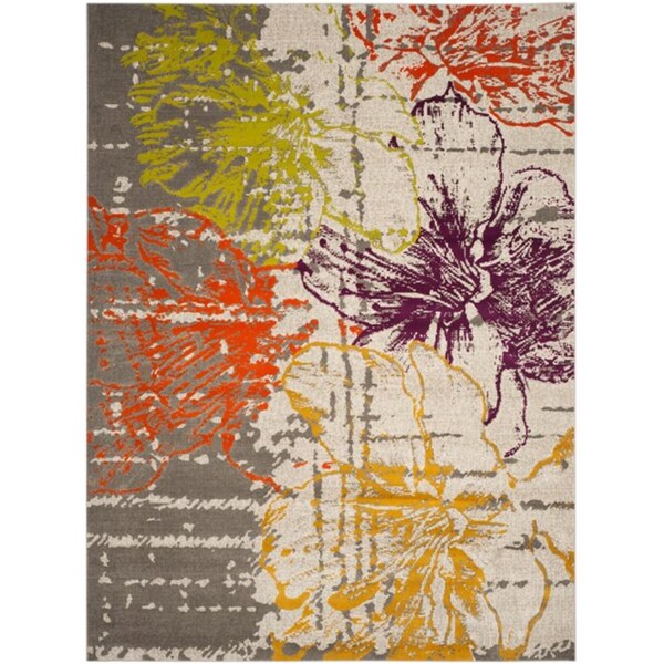 Safavieh Porcello Power Loomed Rectangle Rug- Ivory - Grey- 6 X 9 Ft. - PRL7732E-6
