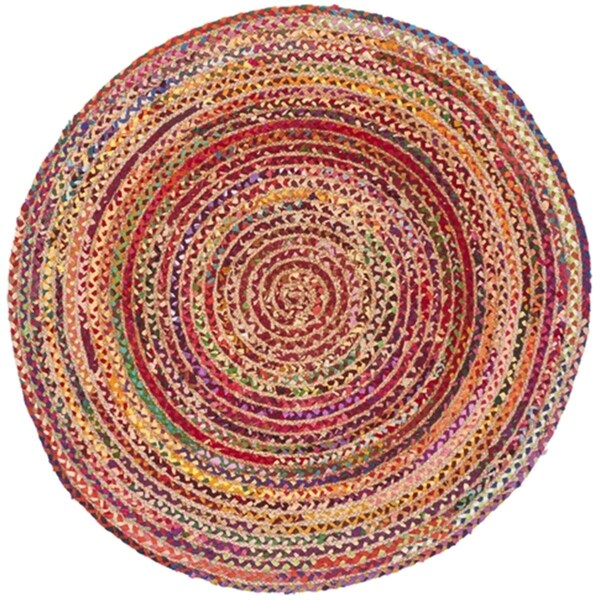 Safavieh Cape Cod Coastal Round Hand Woven Rugs Red & Multi Color - 3 x 3 ft. - CAP702Q-3R