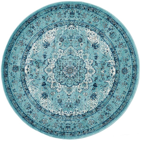 Safavieh Evoke Round Area RugLight Blue & Light Blue 5 ft. 1 in. x 5 ft. 1 in. - EVK220E-5R