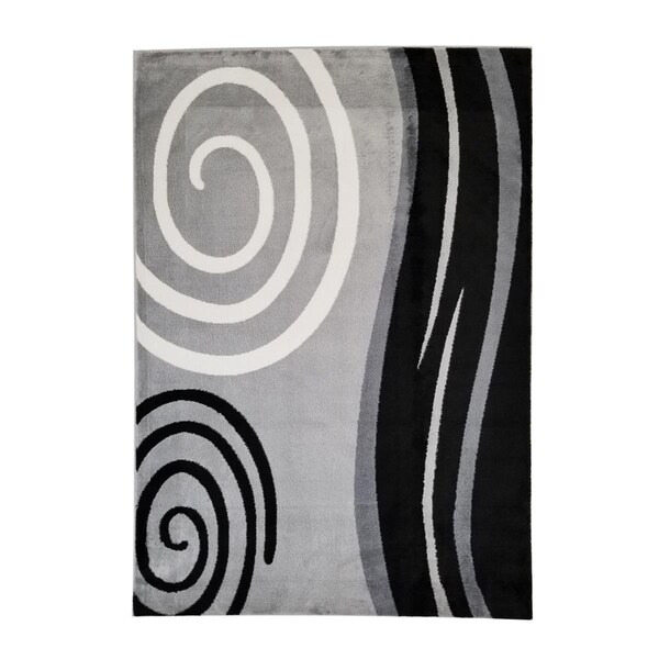 Terreno 5 x 7 ft. Modern Jersey Collection Abstract Stylish Stain Resistant Floor Rug, Black & Gray - TE2586234