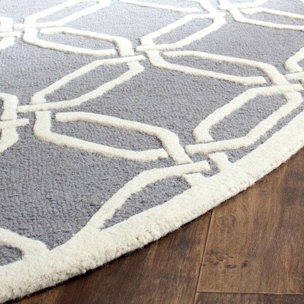 Safavieh Cambridge Hand Tufted Small Rectangle Rug- Dark Grey - Ivory- 4 x 6 ft. - CAM311D-4
